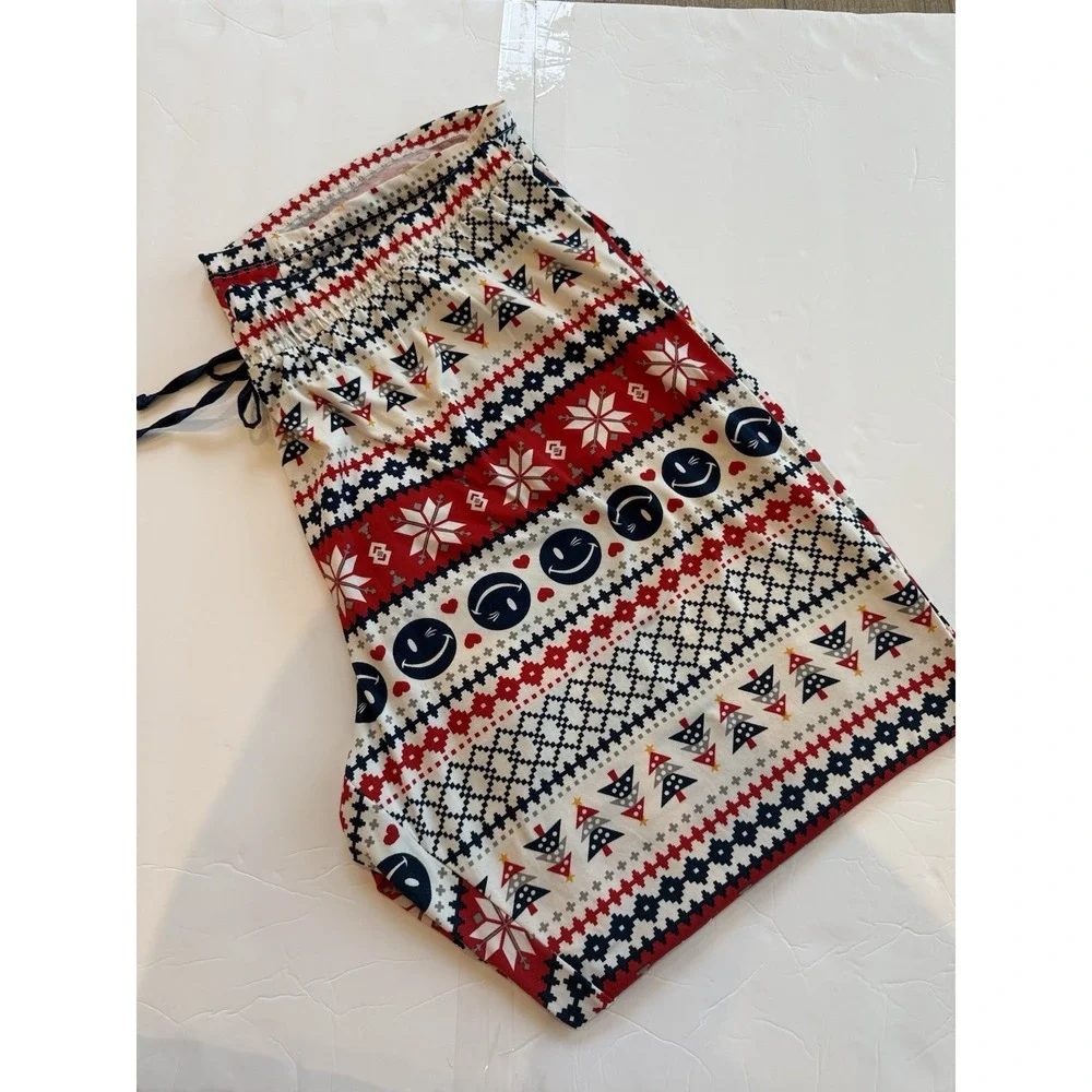 Joe Boxer 3X Christmas Fair Isle Smiley Pajama Set Red/White/Blue